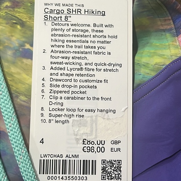 LULULEMON CARGO HIKING SHORT 8” SIZE 4 NWT - Picture 6 of 6